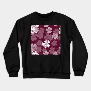 Flowers and tendrils - white - dark red Crewneck Sweatshirt